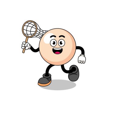 İnci karikatürü kelebek yakalıyor, karakter tasarımı.