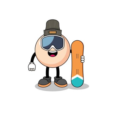İnci snowboard oyuncusunun maskot çizgi filmi, karakter tasarımı