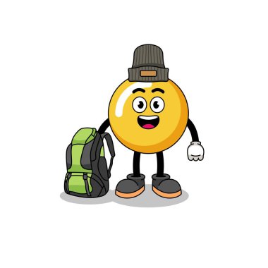 Yumurta sarısı maskotunun doğa yürüyüşçüsü, karakter tasarımı
