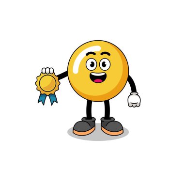 Yumurta sarısı karikatür çizimi tatmin edici madalya garantisi, karakter tasarımı
