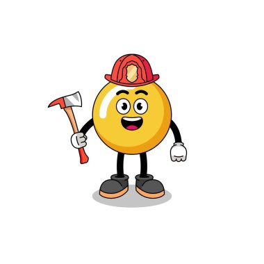 Yumurta sarısı maskotu itfaiyeci, karakter tasarımı.