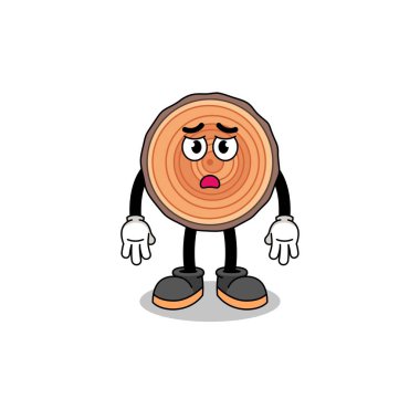 Ahşap gövde karikatür karikatür hüzünlü yüz, karakter tasarımı