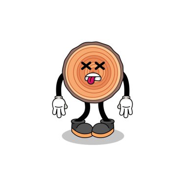 Ahşap gövde maskotu illüstrasyonu öldü, karakter tasarımı