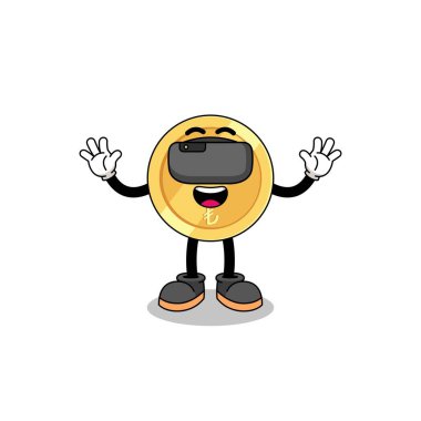 VR kulaklıklı Türk lirası tasarımı, karakter tasarımı