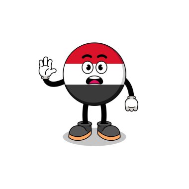 Yemen bayrak karikatür çizimi Stop hand, karakter tasarımı