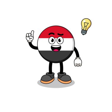 Yemen bayrak karikatürü Bir fikir pozu al, karakter tasarımı