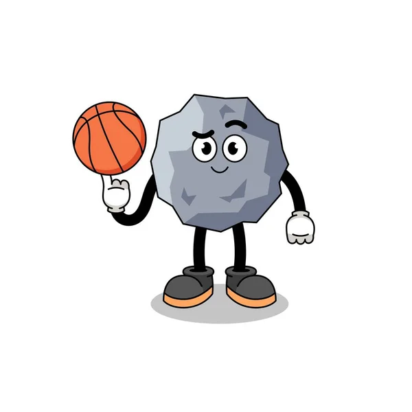 Illustration Pierre Tant Que Joueur Basket Ball Character Design — Image vectorielle