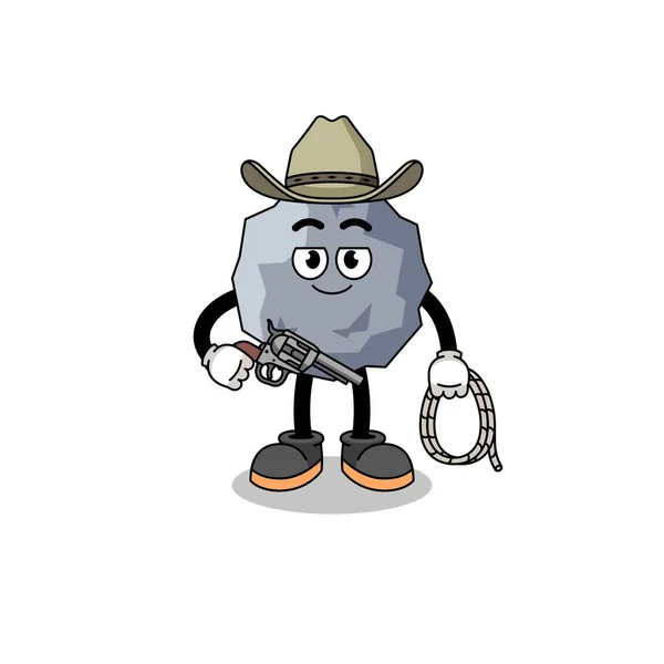 Character Mascot Stone Cowboy Character Design — Stock Vector