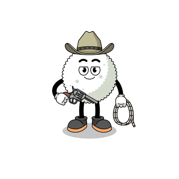 Mascote Personagem Bola Arroz Como Cowboy Design Personagem — Vetor de Stock