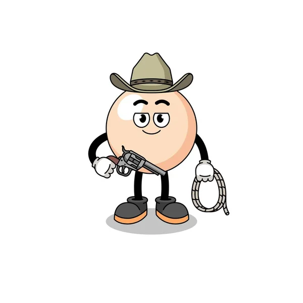 Carattere Mascotte Perla Come Cowboy Character Design — Vettoriale Stock