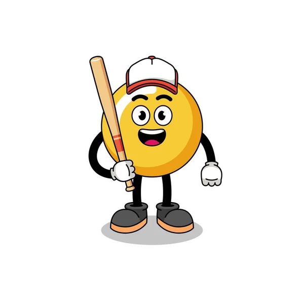 Mascotte Jaune Oeuf Dessin Animé Tant Que Joueur Baseball Character — Image vectorielle