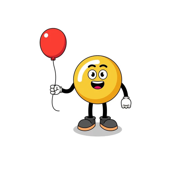 Karikatur Von Eigelb Das Einen Ballon Hält Charakter Design — Stockvektor