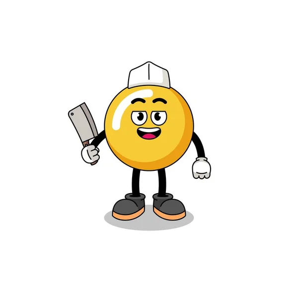 Mascot Egg Yolk Butcher Character Design — Stock Vector