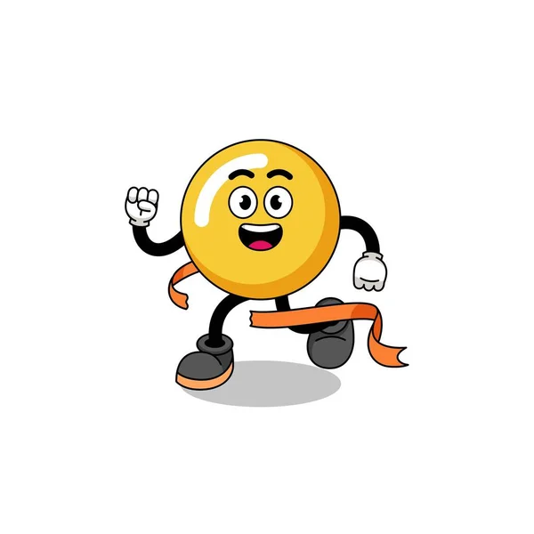 Mascot Cartoon Egg Yolk Running Finish Line Character Design — Stock Vector