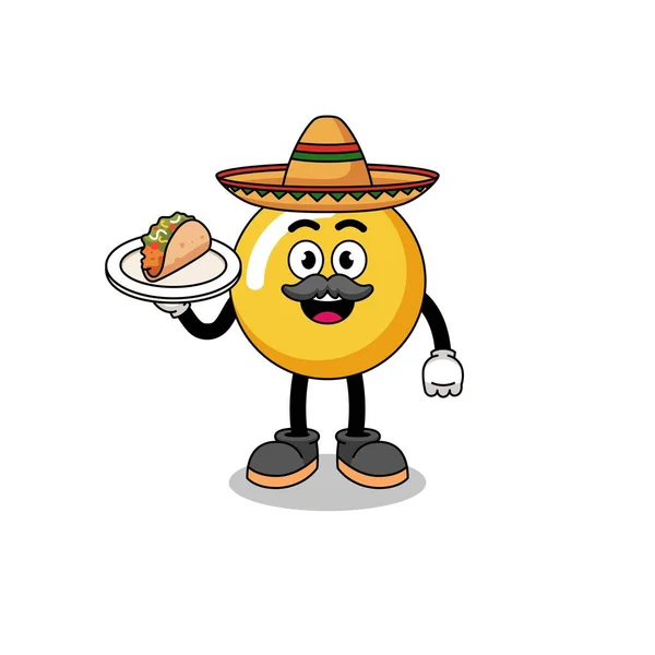 Desenho Animado Personagem Gema Ovo Como Chef Mexicano Design Personagem — Vetor de Stock