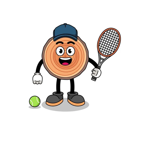 Illustration Tronc Bois Tant Que Joueur Tennis Design Caractère — Image vectorielle