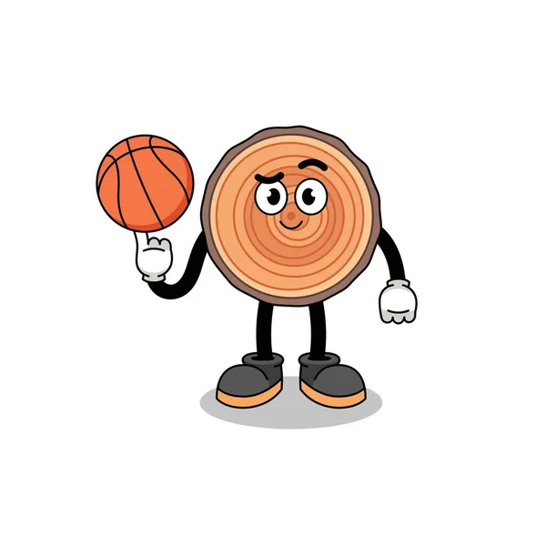 Dřevěný Kufr Ilustrace Jako Basketbalista Charakter Design — Stockový vektor