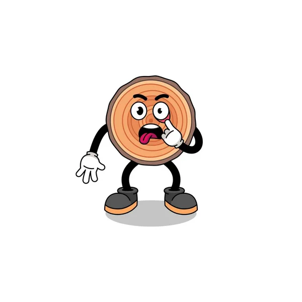 Personagem Ilustração Tronco Madeira Com Língua Saliente Design Caráter — Vetor de Stock