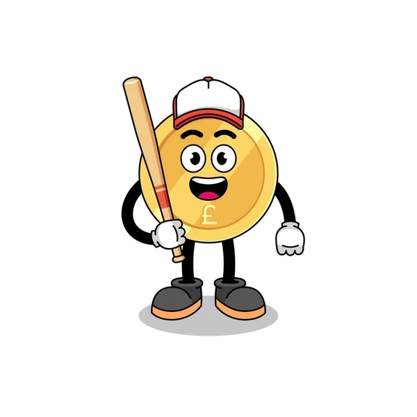 Livre Sterling Mascotte Dessin Animé Comme Joueur Baseball Character Design — Image vectorielle