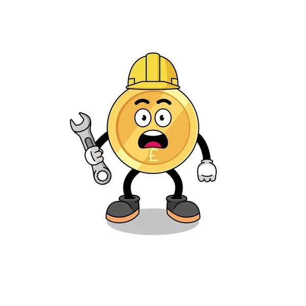 404 오류의 파운드 스털링의 캐릭터 디자인 — 스톡 벡터