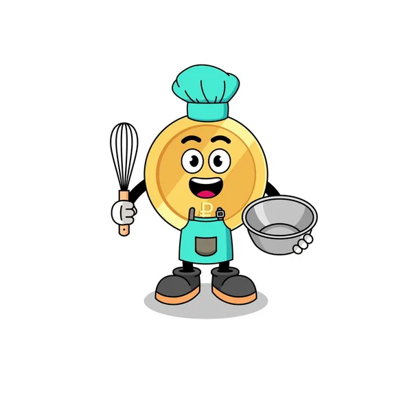 Illustrazione Rublo Russo Come Chef Panetteria Character Design — Vettoriale Stock