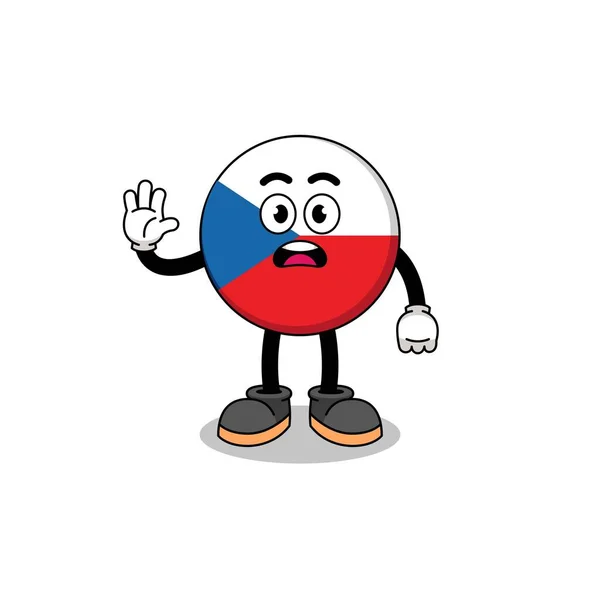Czech República Desenho Animado Ilustração Fazendo Stop Hand Design Personagem — Vetor de Stock