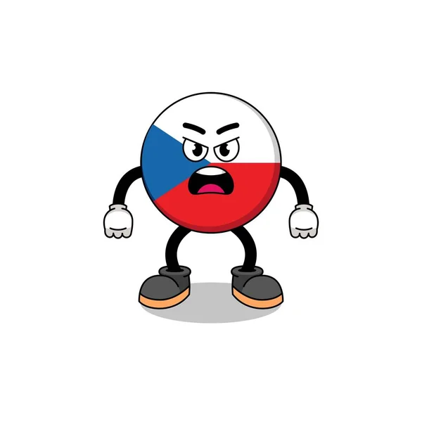 Czech Cumhuriyet Karikatür Çizimi Kızgın Ifade Karakter Tasarımı — Stok Vektör