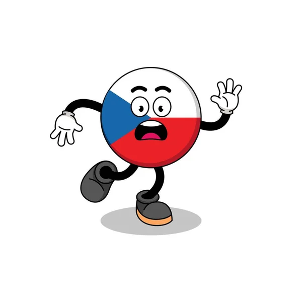 Escorregando Czech República Mascote Ilustração Design Personagem —  Vetores de Stock