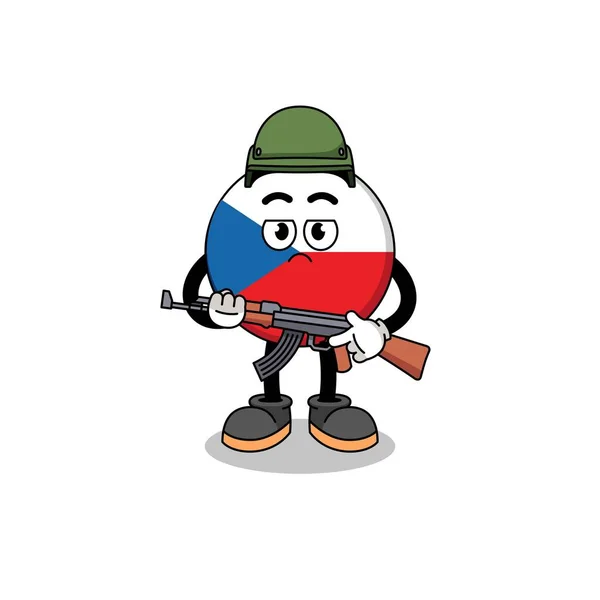 Czech Cumhuriyet Askeri Karikatürü Karakter Tasarımı — Stok Vektör