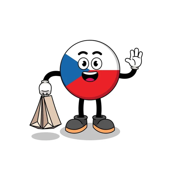 Caricature République Tchèque Shopping Character Design — Image vectorielle