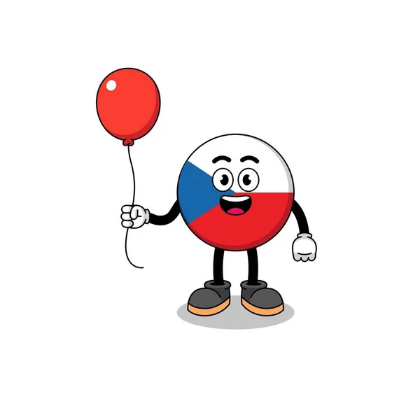 Cartoon Czech Republic Holding Balloon Character Design — Stock Vector