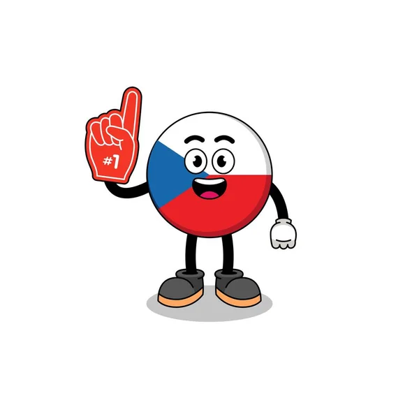 Cartoon Mascotte Van Tsjechisch Republiek Nummer Fans Karakter Ontwerp — Stockvector
