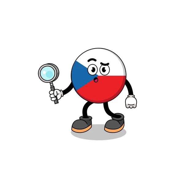 Mascot Czech Republic Searching Character Design — Stock Vector