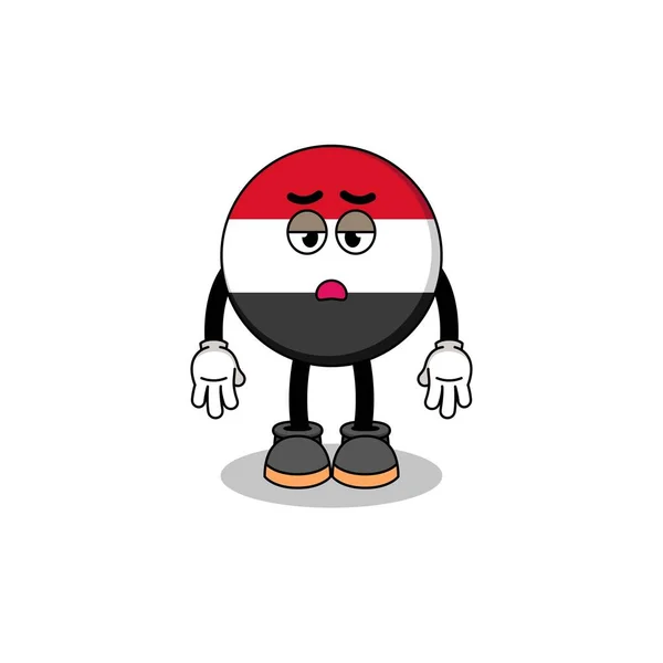 Jemenská Vlajka Karikatura Unaveným Gestem Charakter Designu — Stockový vektor