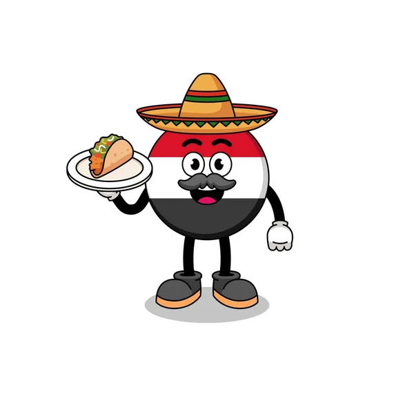 Desenhos Animados Personagens Bandeira Iêmen Como Chef Mexicano Design Personagens — Vetor de Stock