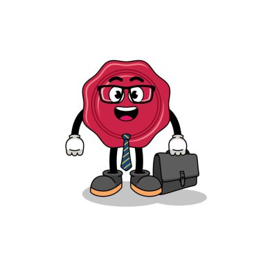 İş adamı olarak balmumu maskotu mühürleme, karakter tasarımı