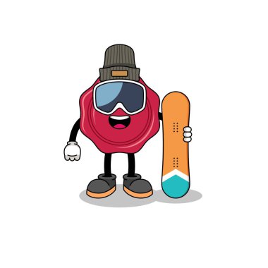 Mühürleme balmumu karikatürü snowboard oyuncusu, karakter tasarımı