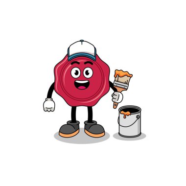 Bir ressam olarak mühür balmumunun karakter maskotu, karakter tasarımı
