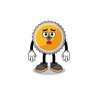 Saw Blade karikatür çizimi hüzünlü yüz, karakter tasarımı