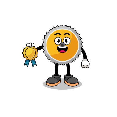 Testere bıçağı çizimi tatmin edici madalya garantili karakter tasarımı