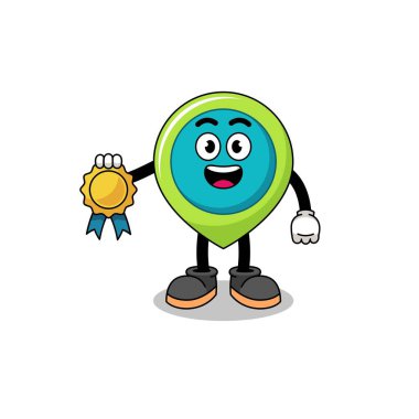 konum sembolü çizgi film çizimi memnuniyet garantili madalya, karakter tasarımı