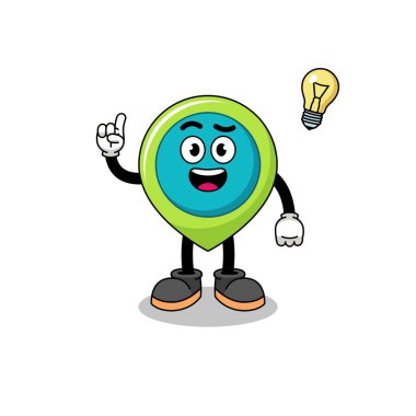 bir fikir pozu, karakter tasarımı içeren konum sembolü çizgi filmi