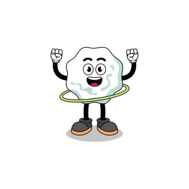 Hula hoop oynayarak sakız çiğnemenin karakter tasarımı