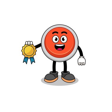 acil durum düğmesi çizimi memnuniyet garantili madalya, karakter tasarımı