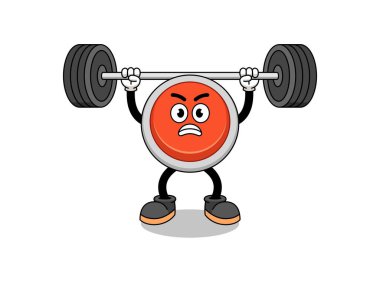 Acil durum maskotu çizgi filmi halter kaldırıyor, karakter tasarımı