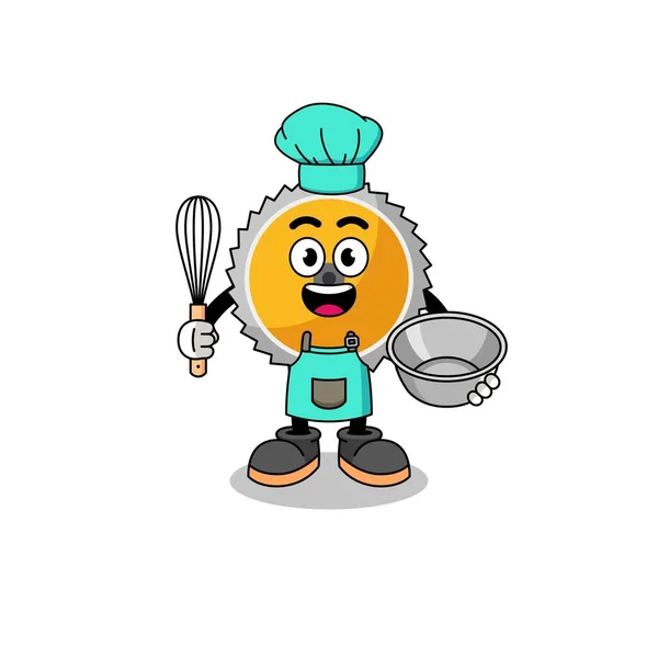 Ilustración Hoja Sierra Como Chef Panadería Diseño Personajes — Vector de stock