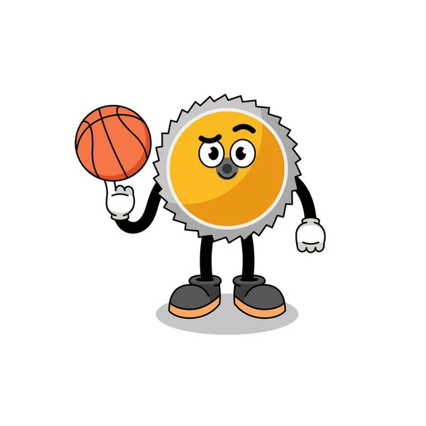 Saw Blade Illustration Basketbol Oyuncusu Karakter Tasarımı — Stok Vektör