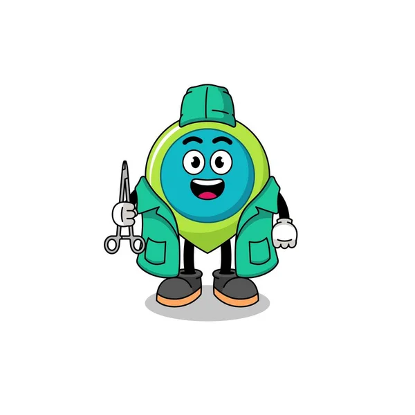 Illustration Location Symbol Mascot Surgeon Character Design — Stock vektor