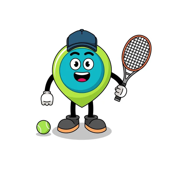 テニス選手としての位置記号イラストキャラクターデザイン — ストックベクタ