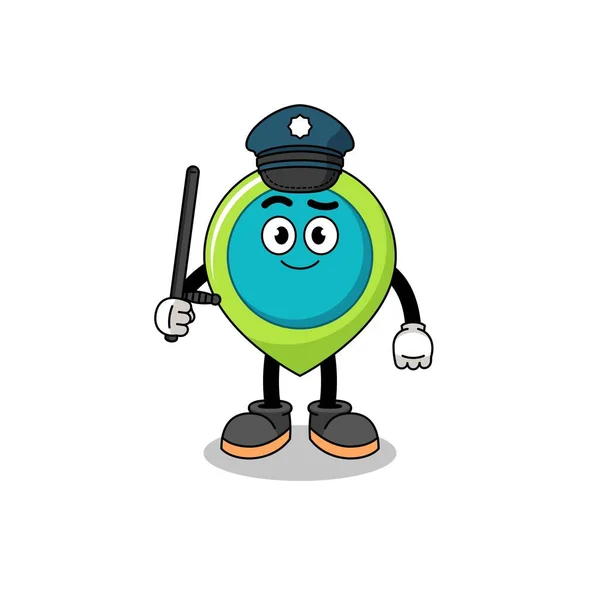 Cartoon Illustration Des Ortungssymbols Polizei Charakterdesign — Stockvektor